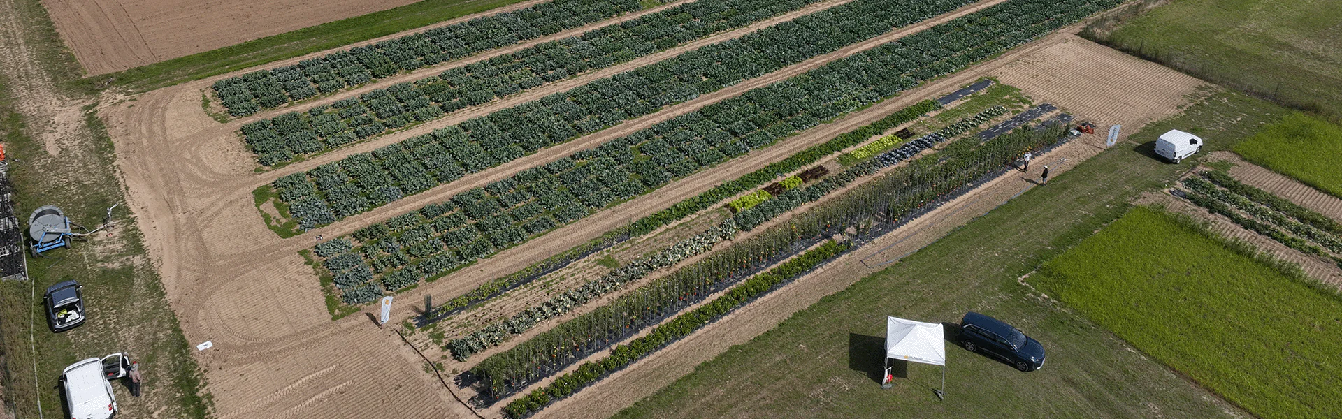 Photo de la parcelle d'essai vue du ciel pour les jardins de la Bohalle